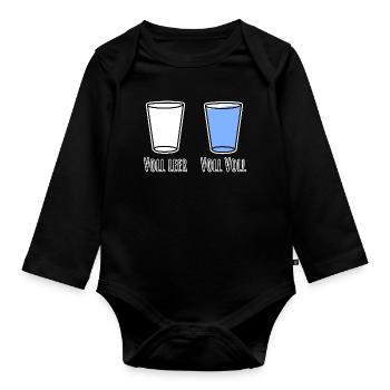 Completely empty and fully full! Full German language! - Organic Longsleeve Baby Bodysuit - black - Front
