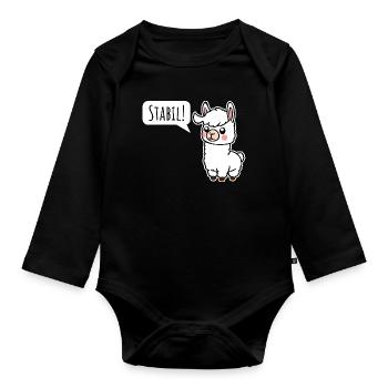 Restez stable ! Comme le petit lama - Body Bébé bio manches longues - noir - Devant