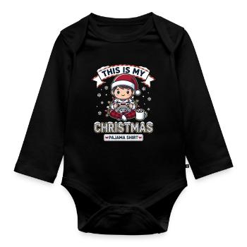 Cadeau drôle de jeu de pyjama de Noël mignon - Body Bébé bio manches longues - noir - Devant