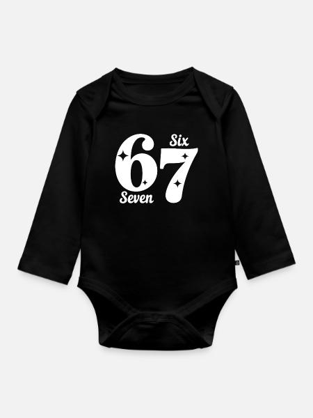 Funny Six Seven 67 - Six Seven SixSeven 6-7 - Baby Bio-Langarm-Body - Schwarz
