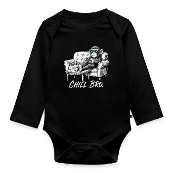 Chill Bro Monkey With Sunglasses Gamer Funny Gesch - Organic Longsleeve Baby Bodysuit - black - Front
