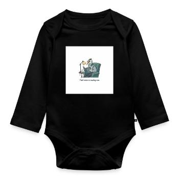 Quantum Bird Reading in Armchair - Organic Longsleeve Baby Bodysuit - black - Front