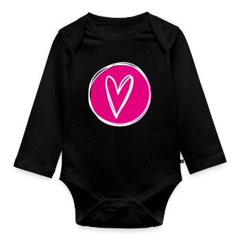 Heart - Organic Longsleeve Baby Bodysuit - black - Front