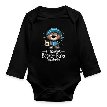 Offizielles Bester Papa Schlafshirt Bär - Baby Bio-Langarm-Body - Schwarz - Vorne