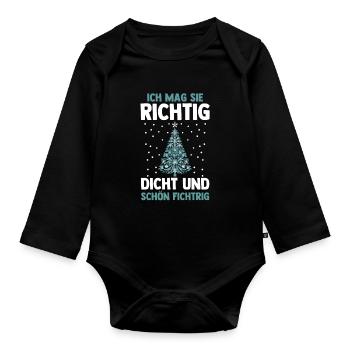 Weihnachtsmann Fichten Weihnachtsbaum Weihnachten - Baby Bio-Langarm-Body - Schwarz - Vorne