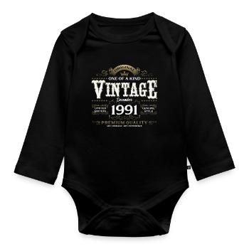 34e anniversaire Millésime décembre 1991 - Body Bébé bio manches longues - noir - Devant