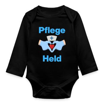 Héros des soins – Avec cœur et gants - Body Bébé bio manches longues - noir - Devant