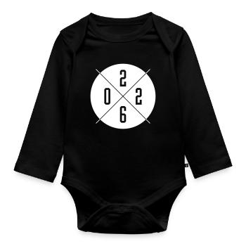 2026 year - Organic Longsleeve Baby Bodysuit - black - Front
