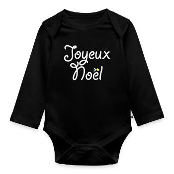 Merry Christmas - Organic Longsleeve Baby Bodysuit - black - Front
