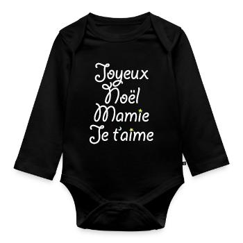 Merry Christmas Granny I love you - Organic Longsleeve Baby Bodysuit - black - Front