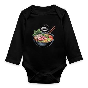 Ramen bowl with lamb and lime - Organic Longsleeve Baby Bodysuit - black - Front