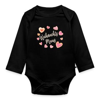 Christmas Mouse Cookies Cookies Christmas Advent - Organic Longsleeve Baby Bodysuit - black - Front