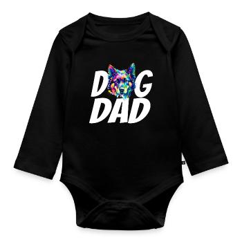 German Shepherd Dog Dad Colorful Watercolor Paint  - Organic Longsleeve Baby Bodysuit - black - Front