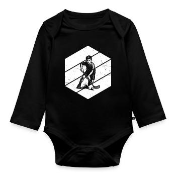 Un motif de floorball clair pour chaque jour - Body Bébé bio manches longues - noir - Devant