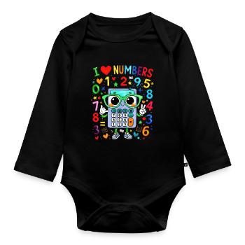 I Love Numbers Calculator - Baby Bio-Langarm-Body - Schwarz - Vorne