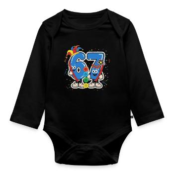 67 Six Seven Student Joke – Carnival Costume - Organic Longsleeve Baby Bodysuit - black - Front