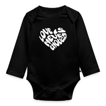 Love Is Never Enough Herz Design - Baby Bio-Langarm-Body - Schwarz - Vorne