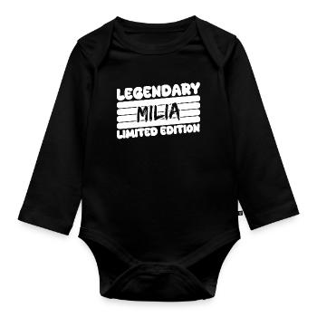 Name Milia - Baby Bio-Langarm-Body - Schwarz - Vorne