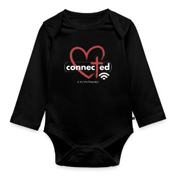 Connected mit Jesus - Herz - Kreuz - Liebe - Baby Bio-Langarm-Body - Schwarz - Vorne