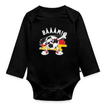 BÄÄM Cartoon Stil Dabbing Fußball Deutschland - Baby Bio-Langarm-Body - Schwarz - Vorne