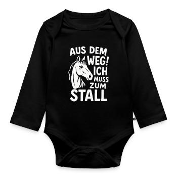 Écartez-vous, je dois aller à l’écurie - Body Bébé bio manches longues - noir - Devant