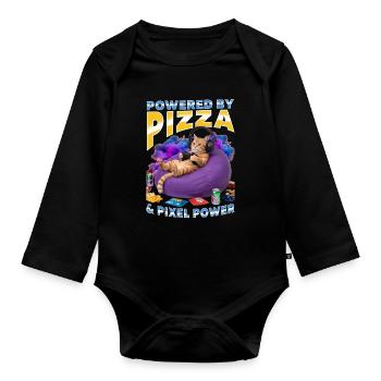 Chat gamer drôle - Body Bébé bio manches longues - noir - Devant