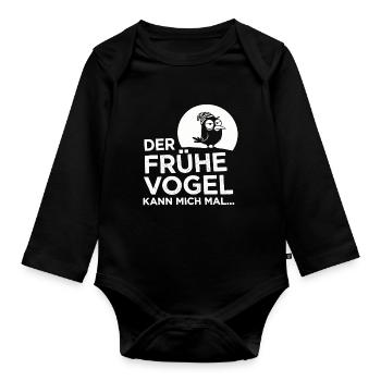 Le lève-tôt me fait ! - Body Bébé bio manches longues - noir - Devant