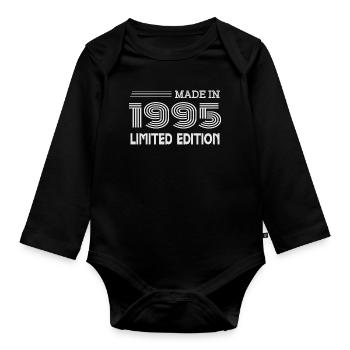 Original 1995 Vintage 1995 Retro Jubiläum 1995 - Baby Bio-Langarm-Body - Schwarz - Vorne