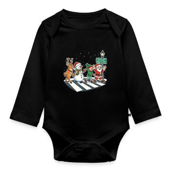 Christmas Pedestrian Crossing Parody Music Elves - Organic Longsleeve Baby Bodysuit - black - Front