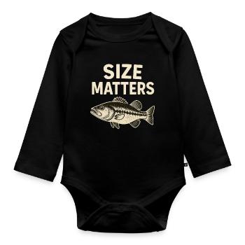 Size Matters Angelmotiv - Geschenkidee für Männer - Baby Bio-Langarm-Body - Schwarz - Vorne