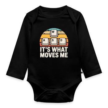 Motivation & Leidenschaft – Das bewegt mich Spruch - Baby Bio-Langarm-Body - Schwarz - Vorne