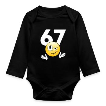 Numer 67 z emotikonem - Body Bébé bio manches longues - noir - Devant