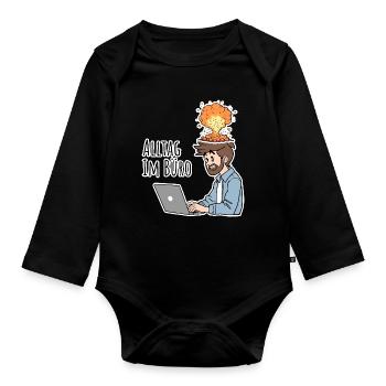 Everyday life in the office - The complete CHAOS - Organic Longsleeve Baby Bodysuit - black - Front