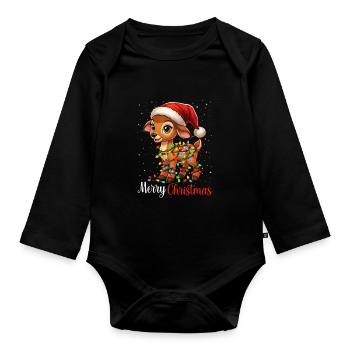 Süßes Reh und Rentier Outfit für Weihnachten - Baby Bio-Langarm-Body - Schwarz - Vorne