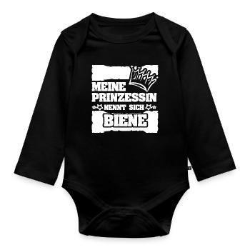 Nom de fille Bee - Body Bébé bio manches longues - noir - Devant