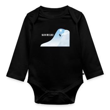 Skiing in the cloud - Organic Longsleeve Baby Bodysuit - black - Front