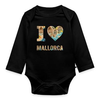 Mallorca – Mediterranean Architecture - Organic Longsleeve Baby Bodysuit - black - Front