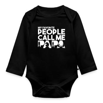 My Favorite People Call Me Papa Chess Player - Organic Longsleeve Baby Bodysuit - black - Front
