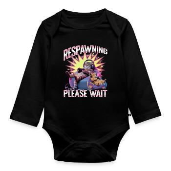 Funny Gaming Gamer Cat - Baby Bio-Langarm-Body - Schwarz - Vorne