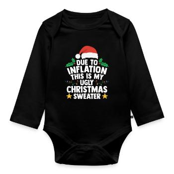 Pull Moche De Noël Inflation Humour Cadeau Laid - Body Bébé bio manches longues - noir - Devant