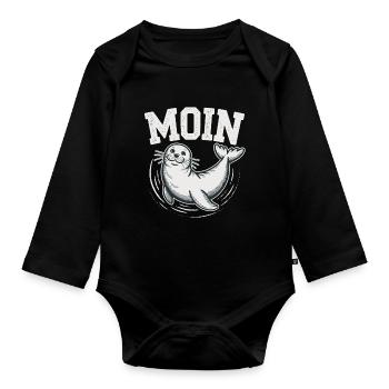 Seal seal Baltic Sea North Sea Moin - Organic Longsleeve Baby Bodysuit - black - Front