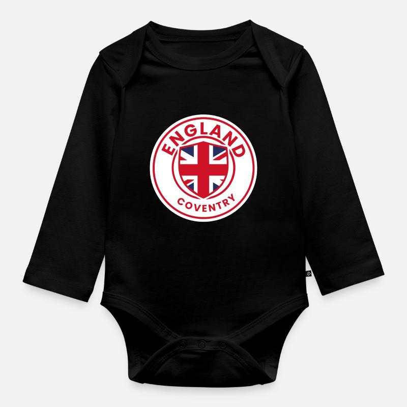 Bouclier de Coventry avec Union Jack - Body Bébé bio manches longues - noir