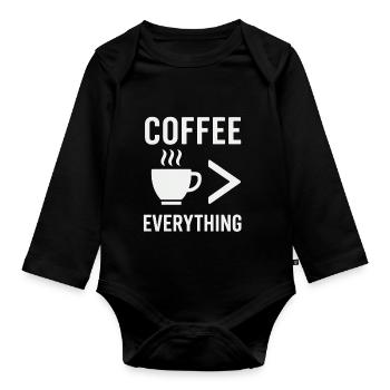 Le café, c’est tout - Body Bébé bio manches longues - noir - Devant