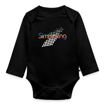 SimRacing Gradient Logo - Organic Longsleeve Baby Bodysuit - black - Front