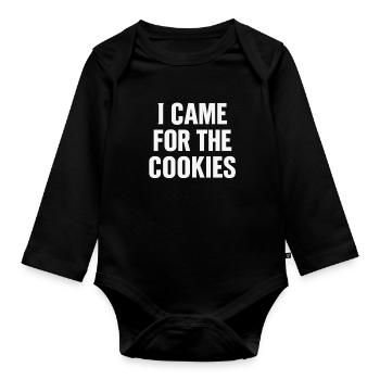 Je suis venu pour les biscuits - Body Bébé bio manches longues - noir - Devant