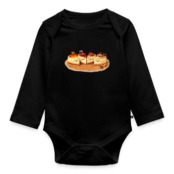 Cheese Cake Pieces with Fruits - Organic Longsleeve Baby Bodysuit - black - Front
