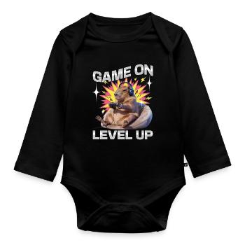 Funny Gaming Gamer Capybara - Baby Bio-Langarm-Body - Schwarz - Vorne