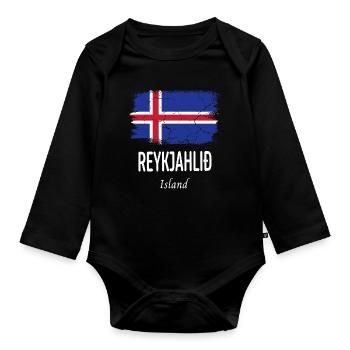 Reykjahlið - Body Bébé bio manches longues - noir - Devant