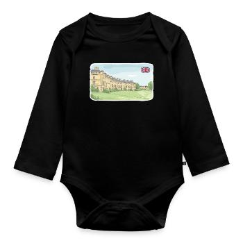 Bath City Royal Crescent Georgische Architekturkunst - Baby Bio-Langarm-Body - Schwarz - Vorne