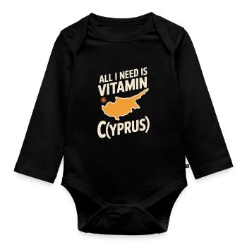 Cyprus All I Need Is Vitamin Cyprus Cyprus Flag - Organic Longsleeve Baby Bodysuit - black - Front